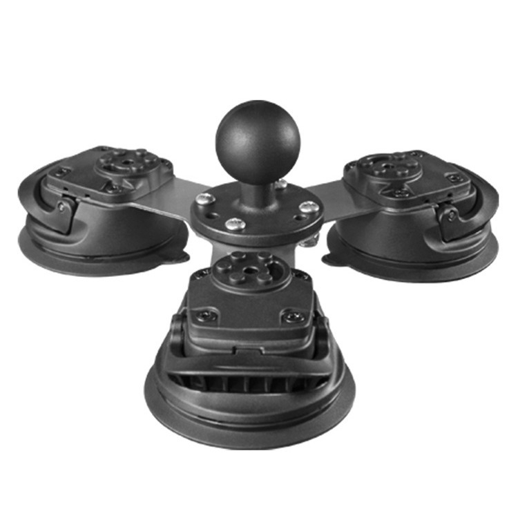 货运叉车挡风玻璃大吸力平板支架车载电脑1.5英寸球头三吸盘底座