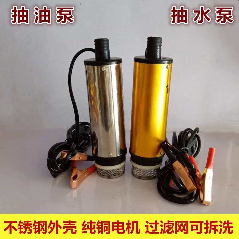 电动抽油泵12V小型手动潜水泵家用便携式带滤网加油机柴油泵24V