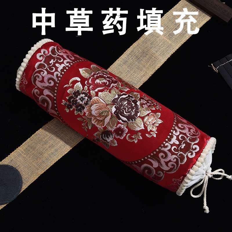 欧式古典刺绣腰靠枕单人睡觉护颈枕头圆柱糖果腰枕硬枕午休抱枕
