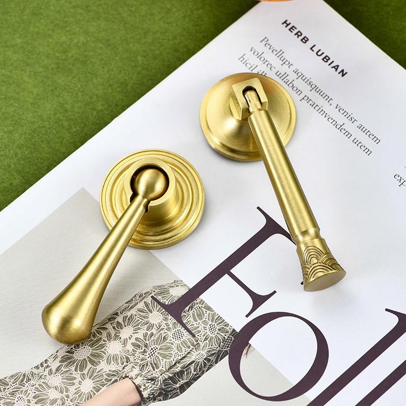 新中式黄铜暗扣门把手抽屉把手家具吊环单孔拉手床头柜衣柜门拉手