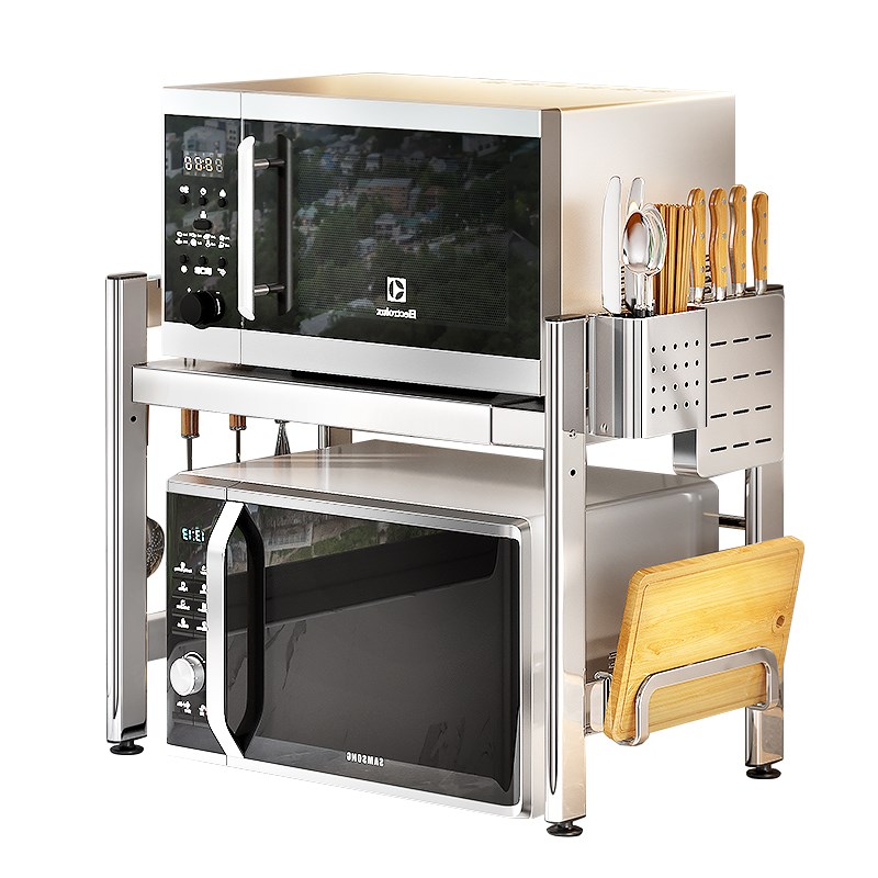304不锈钢厨房微波炉架子置物架多功能家用台面烤箱伸缩收纳支架