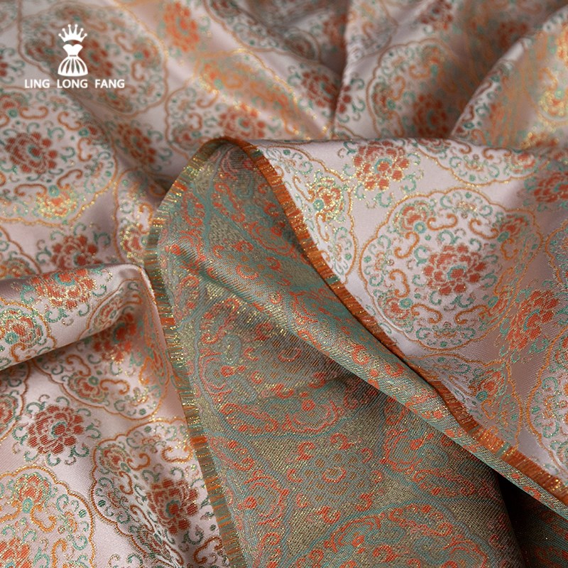 仿宋锦缎布料新中式织锦缎国风汉服裙提花马甲外套设计师服装面料