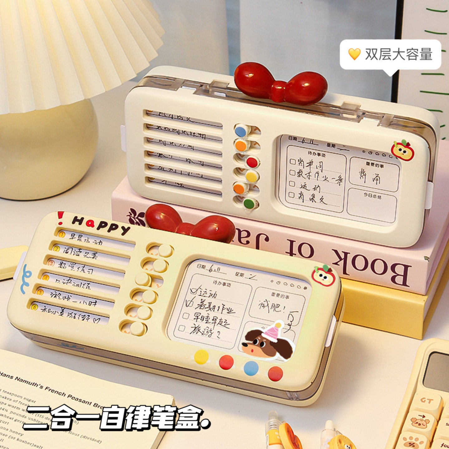 打卡器+笔盒暑假多功能女孩小学