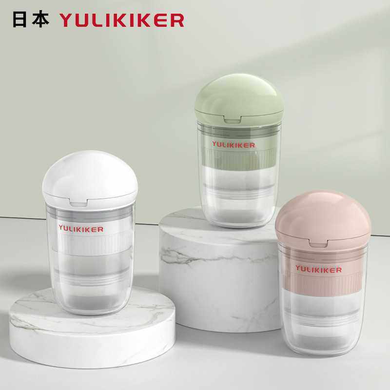 日本便携迷你小药盒切割研磨粉分格密封收纳带水杯多功能切药器,收纳整理,切药器,淘宝优惠券,粉丝福利购,淘宝优惠卷