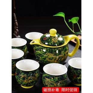 家用陶瓷青花瓷功夫茶杯双层防烫杯大容量茶壶茶杯整套 茶具套装