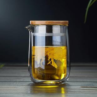 绿昌明玻璃小茶壶双层防烫红茶泡茶器耐热家用过滤功夫茶具泡茶壶