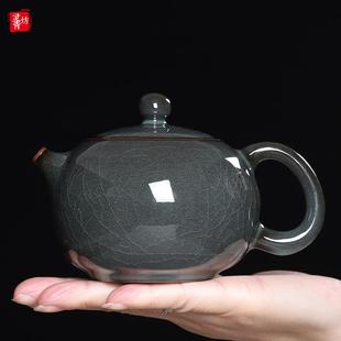 家用 青瓷茶壶单壶陶瓷全手工泡茶壶哥窑铁胎西施壶单人茶具小套装