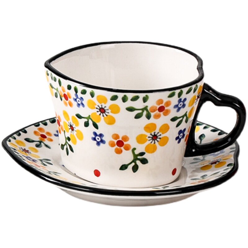 波兰陶瓷咖啡杯碟套装高档精致杯子家用办公室水杯高级感礼盒装