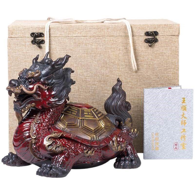 问瓷阁王顺龙龟摆件招财镇宅风水赑屃兽龙头龟办公室玄关摆件礼品