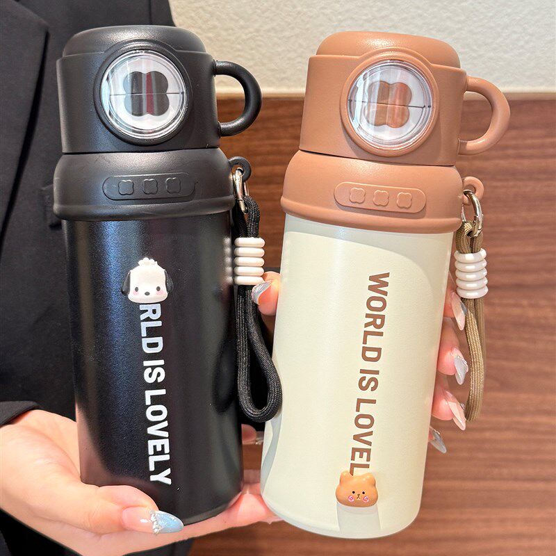 儿童保温杯男女2025新款带盖杯子学生上学专用吸管水杯316不锈钢