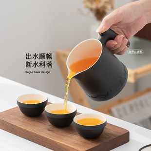 精选陶瓷茶壶单个盖碗带盖过滤木柄简约家用功夫茶具大容量防烫泡