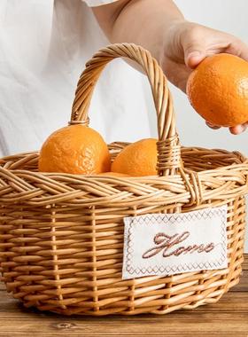 水柳果篮藤编手提篮子客筐厅茶几家用零食收纳编野餐篮采果AC11-2