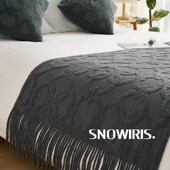 针织毛毯轻奢高级感复古床尾巾环扣设计师款 饰盖毯 床旗沙发休闲装