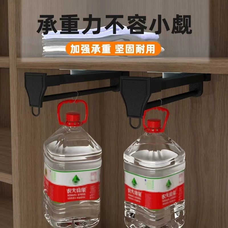顶装伸缩裤架衣柜内置抽拉架阻尼滑轨静音裤挂家用挂裤架收纳五金