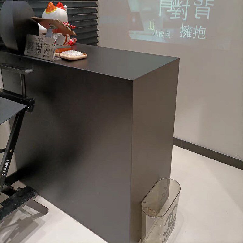服装店烤漆收银台美容院公司小型接待台黑色前台美甲店铺简约吧台