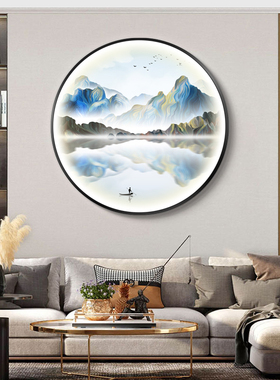 轻奢玄关带灯装饰画走廊会客厅办公室背景墙LED挂画 圆形发光壁画