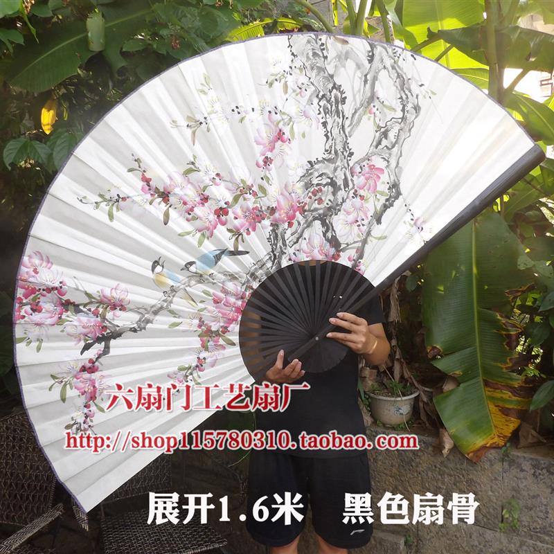 超大壁挂扇工艺大折扇子墙面中国风装饰画扇客厅大挂扇春天桃花扇