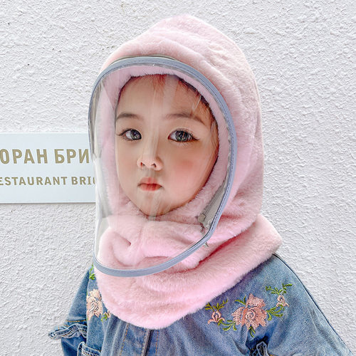 帽子女童冬天骑行遮脸防寒面罩围脖保暖骑车防风帽儿童防护头套帽