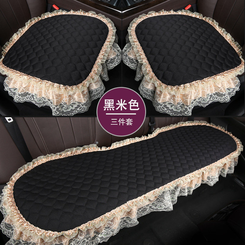免捆绑汽车坐垫四季通用三件套无靠背后排单片屁屁垫蕾丝座椅垫子