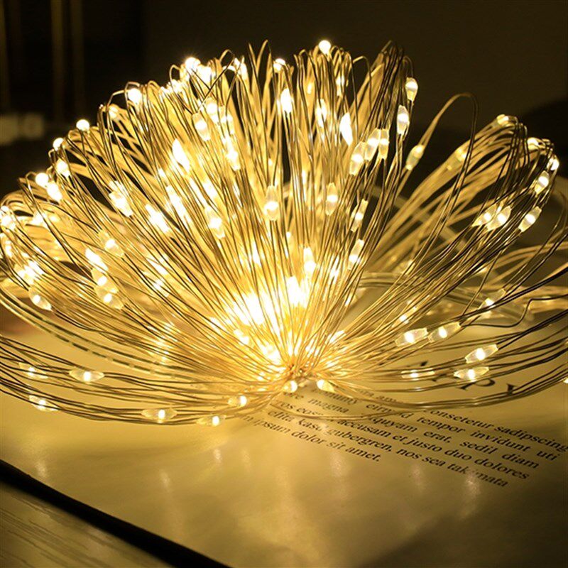 led彩灯闪灯串灯满天星公母接可串联宽电压插电铜线灯网红星星灯