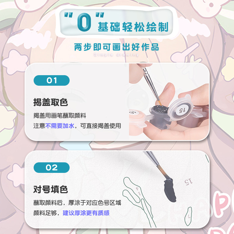 2026新款数字油画diy迷你卡通动漫人物简单手工填充丙烯油彩画