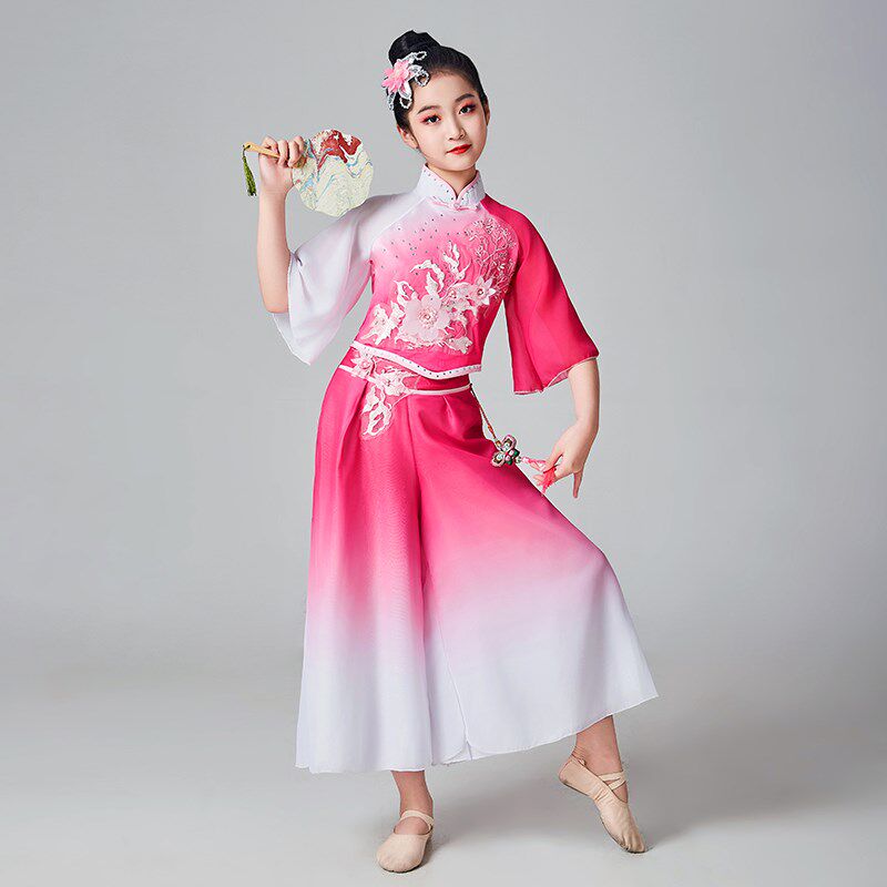古典舞演出服女童中国风2024儿童秧歌扇子舞蹈服装剧目艺考套装