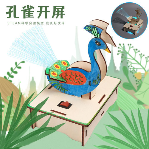 科技小制作小发明手工diy孔雀开屏模型科学实验中小学手工材料包