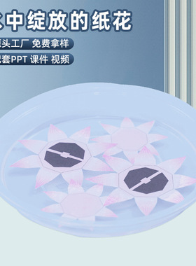 水中绽放的纸花儿童diy科学实验物理教具幼儿园科技小制作玩具