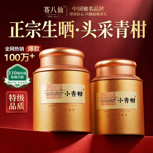 赛八仙新会小青柑普洱茶叶礼盒装500g普洱熟茶伴手礼陈皮送礼领导