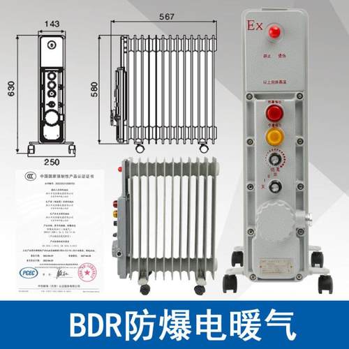 中沈电热油汀BDR2.5W防爆电暖气取暖器IIB功率2500W13片电压220V