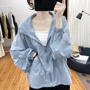 连帽宽松防晒衣女夏季 2025年新款 韩系防紫外线透气防晒服开衫