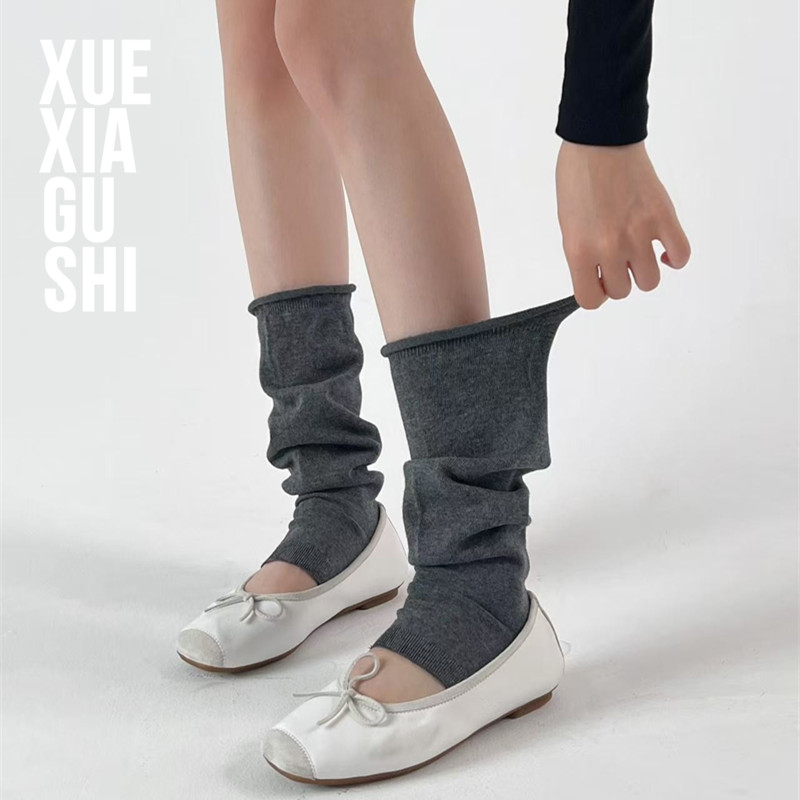 美式复古“卷边松口踩脚袜套”
