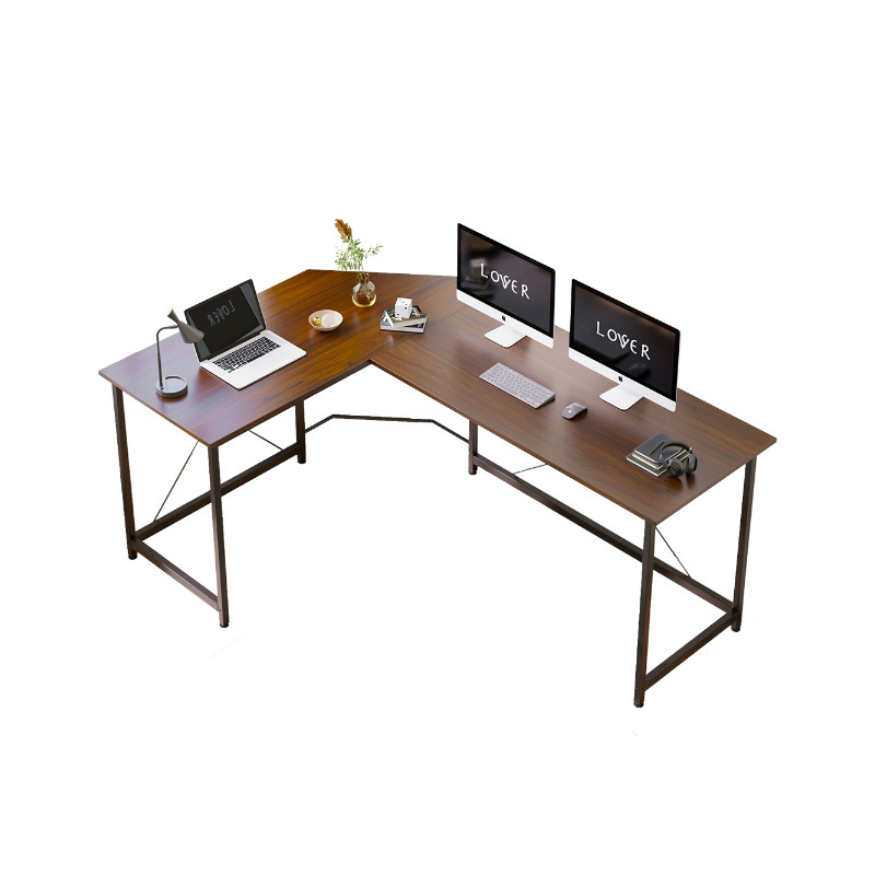 家用卧室靠墙单人台式电脑桌转角办公桌简约钢木学生学习写字桌子