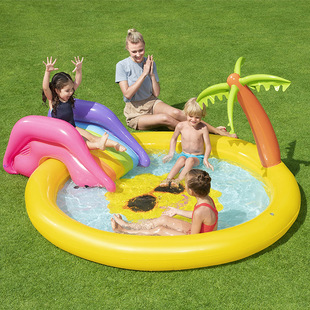 娱乐喷水水池 阳光陆地游乐水池 充气滑梯水池 53071 Bestway