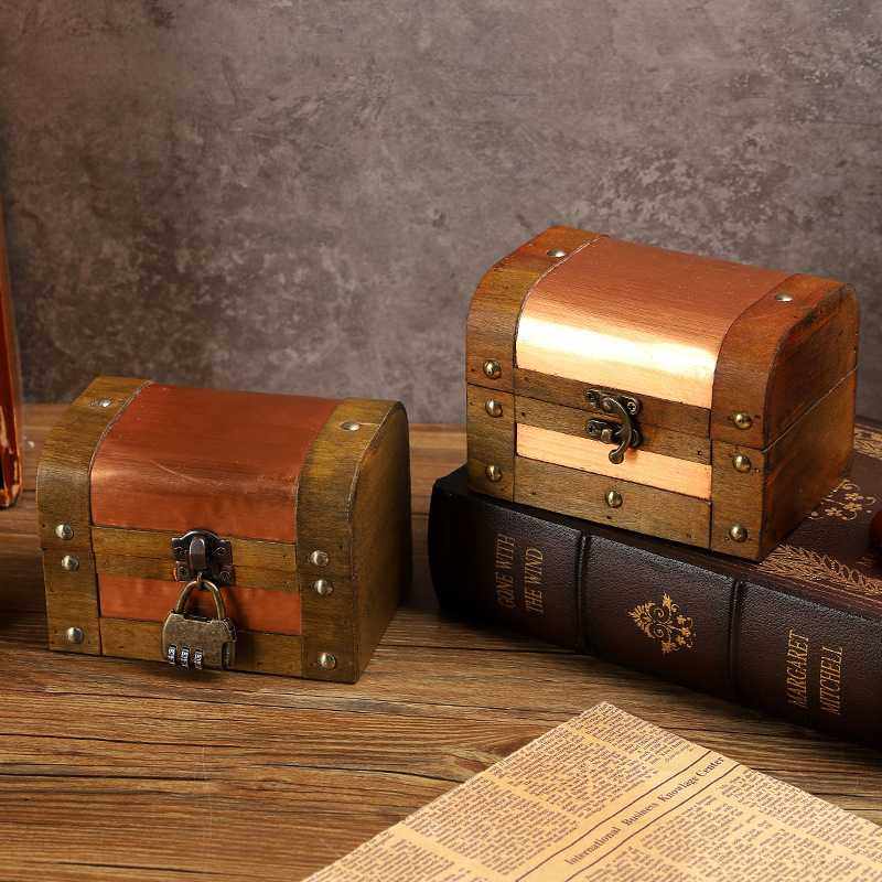 复古方形仿铜木质收纳盒桌面杂物小物件储物盒密室逃脱道具首饰盒,收纳整理,首饰盒,淘宝优惠券,粉丝福利购,淘宝优惠卷