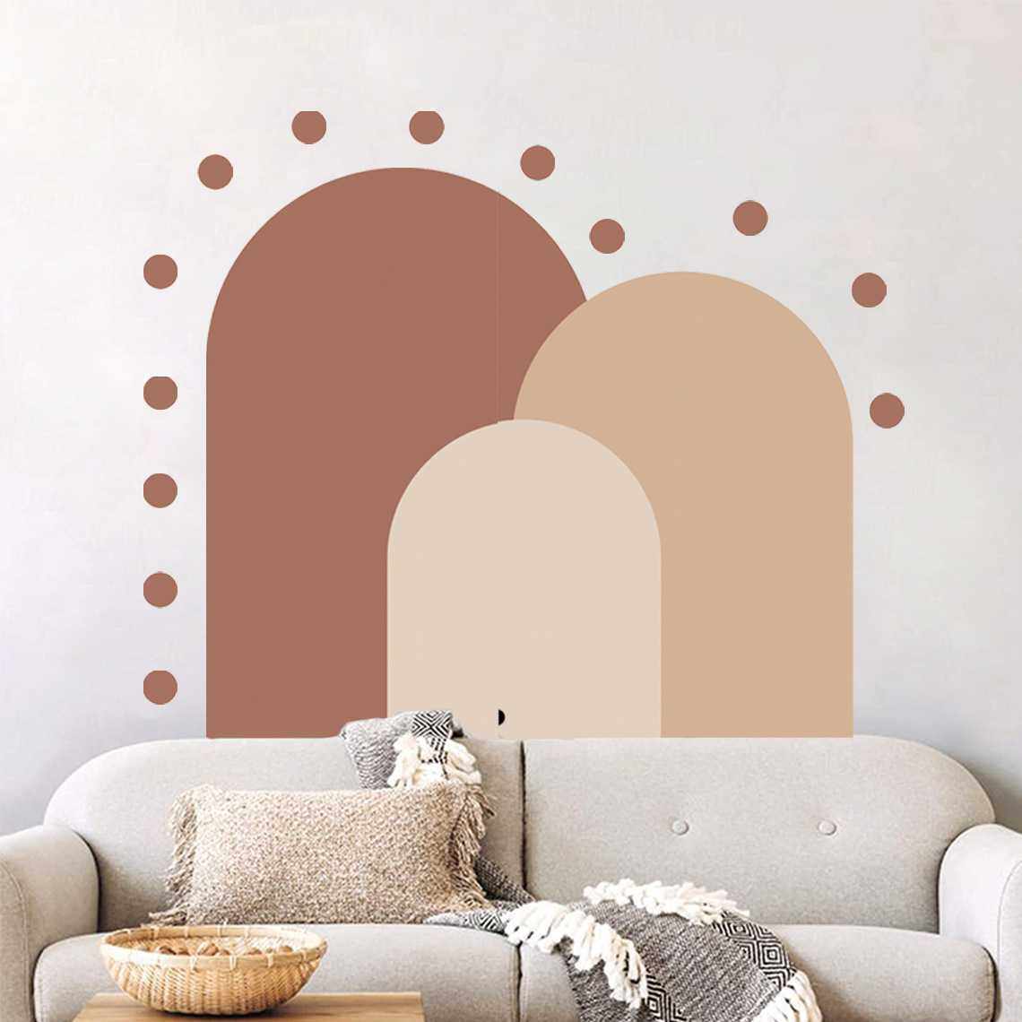 北欧客厅装饰墙纸自粘波西米亚拱形几何装壁饰贴画墙贴pvc