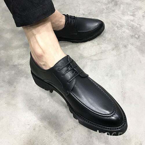 新品色潮流厚伦底英士松糕皮男鞋黑商务青年休闲鞋子韩版内增高男