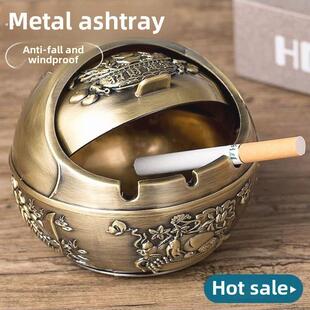 烟烟灰缸自动开盖覆古创意个性耐摔欧式家用客厅茶几大号高档烟缸