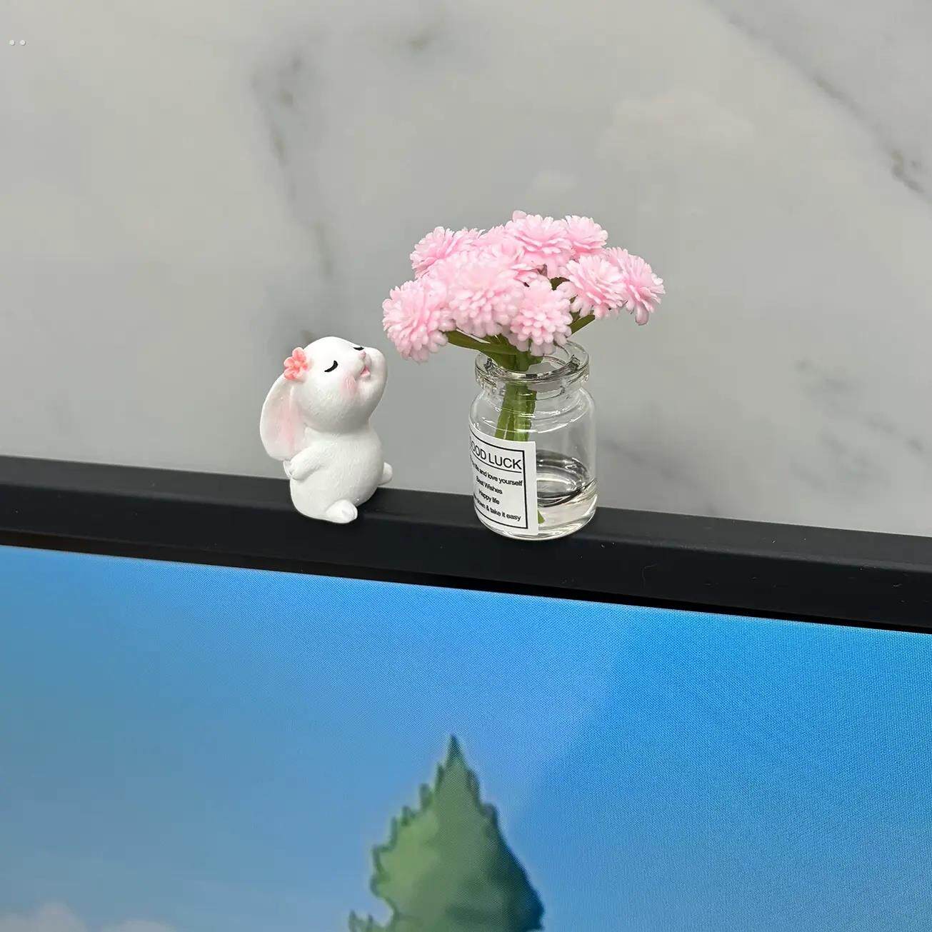 办公桌电脑萤幕装饰女生可爱工位改造治愈小玩意电视上的摆件