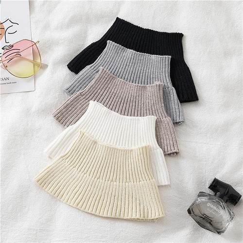 套头围脖女秋冬新款百搭保暖颈椎纯色弹力针织半高领脖套装饰假领