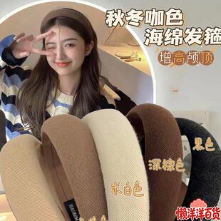 日常外戴宽边发夹发箍女2026新款秋冬高颅顶灰色发带红色发箍头饰