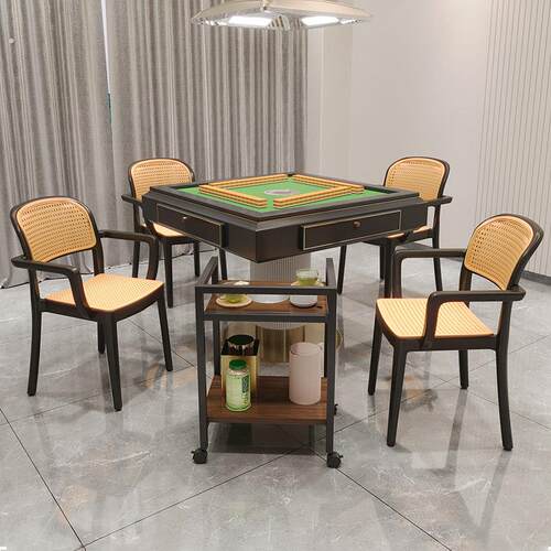 麻将椅棋牌室专用椅子加厚久坐舒适可叠放餐椅藤编扶手靠背凳子