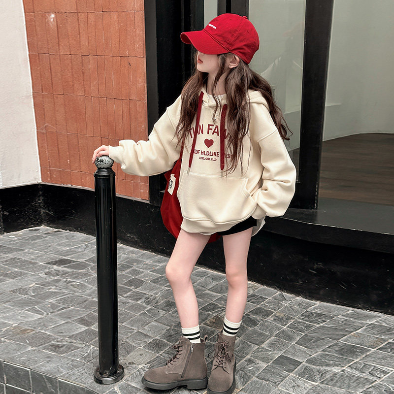 女童秋季连帽卫衣2025新款儿童洋气时髦上衣中大童春秋小女孩衣服