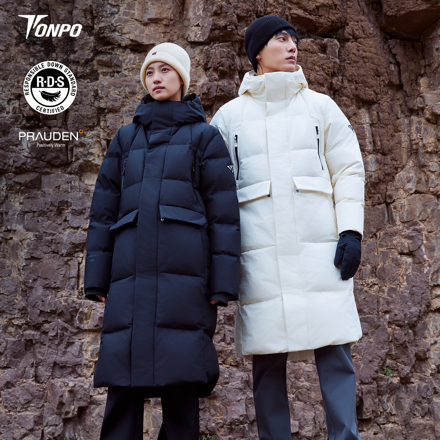 TONPO新款750蓬白鹅绒中厚羽绒服