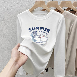 2026韩版新款修身长袖t恤女秋冬短款小个子百搭内搭纯棉外穿上衣