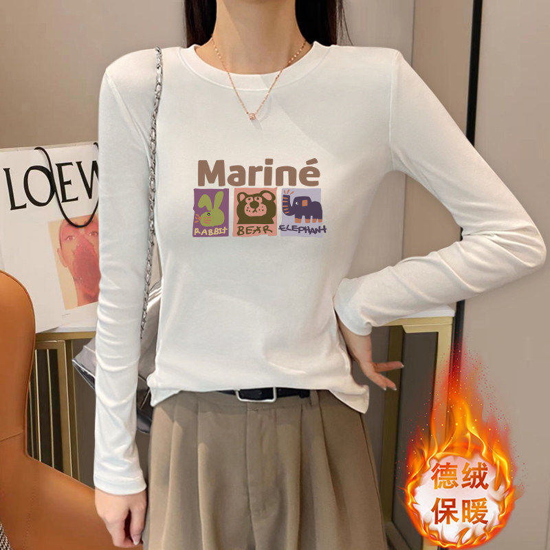 正肩长袖t恤女2026秋冬短款双面德绒打底衫显瘦内搭小个子上衣