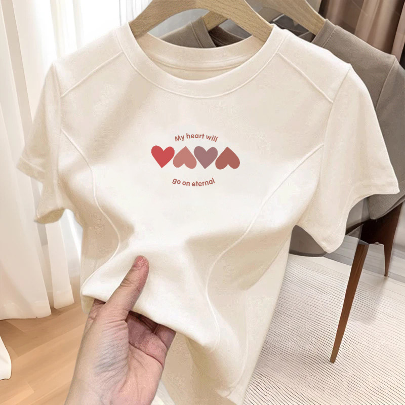 夏季正肩短袖t恤女2026新款爆款修身短款鱼骨设计感小众上衣