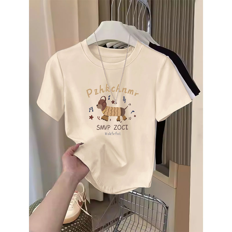 白色短款t恤女短袖夏季新款宽松显瘦欧货质感打底体恤上衣潮