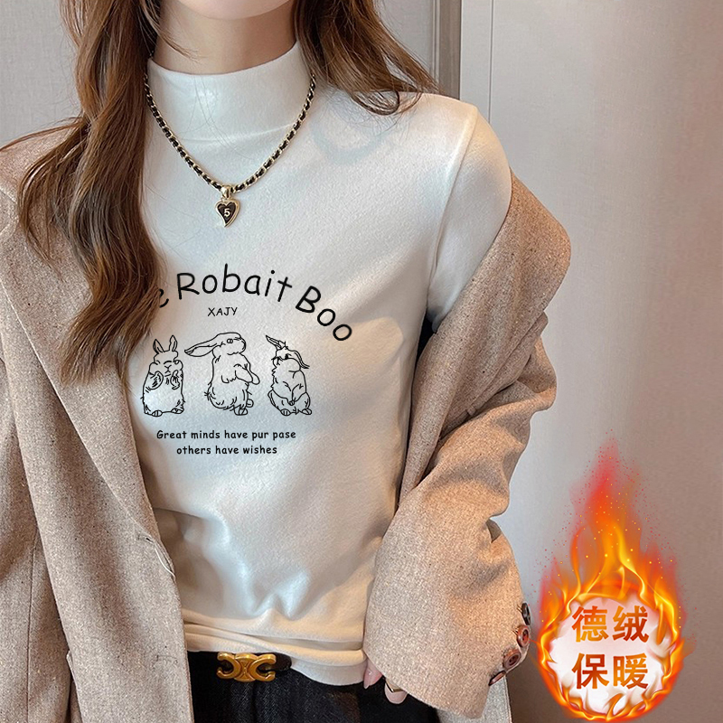 德绒打底衫女新款半高领宽松内搭