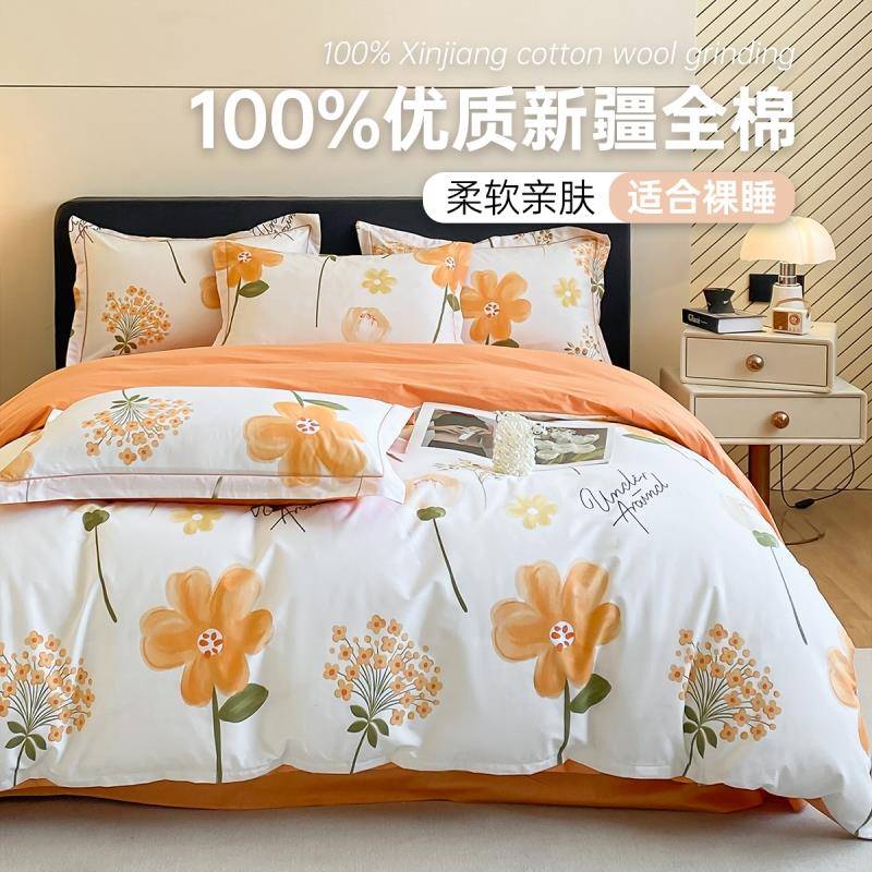 纯棉床上四件套100全棉2025新款小清新三件套床单被套床笠款被罩4